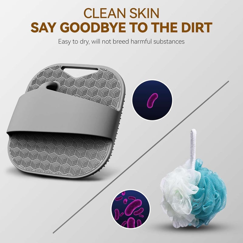 Kpyphm Zinc Infused Silicone Body Scrubber for Men, New Upgrade Deep Exfoliating Body Scrubber for Shower, Silicone Loofah Men for Sensitive Skin with Lathering Bristles and Ergonomic Non-Slip Handle (Gray) - Image 5